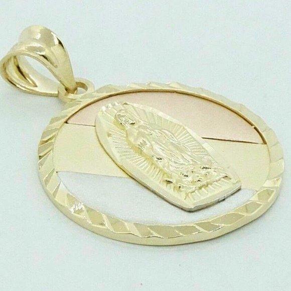 14k Multi-Tone Gold Religious Pendant Estate Sale Jewelry 1.10 inches - Picture 2 of 4